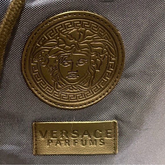 NEW Versace Parfums Navy Blue Drawstring Bucket Bag Backpack - Picture 2 of 9
